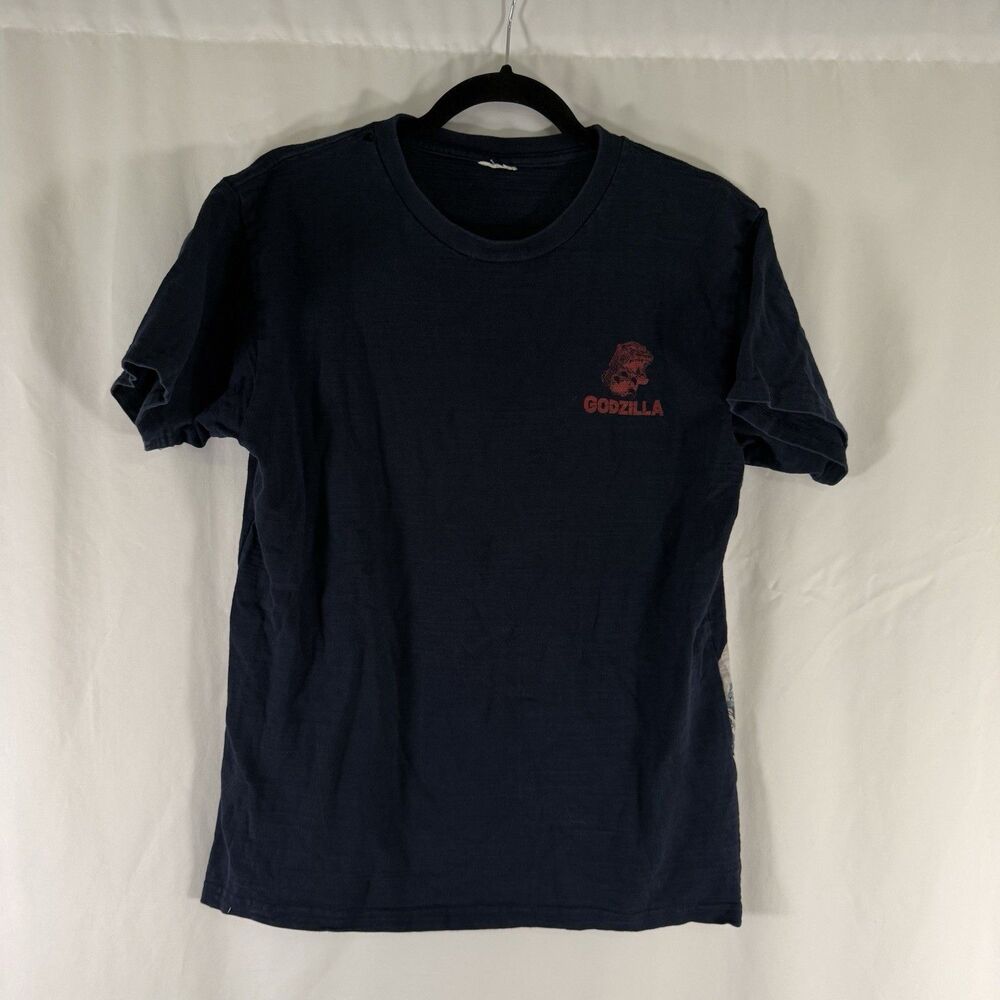 Godzilla Great Wave Off Kanagawa Shirt Men's Medium Blue Short Sleeve Crew Neck